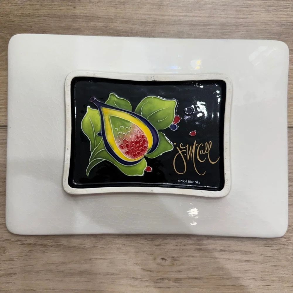 Blue Sky J McCall Rare Fig Serving Platter Black‎ Ceramic Fruit Tray Artsy 2004
